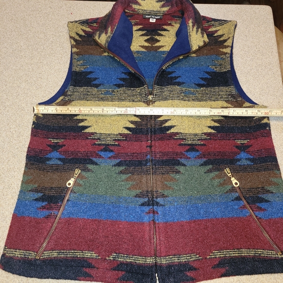 Vintage Nine To Nine Wool Blend Geometric Navajo Patterned Vest Size Medium - Picture 3 of 12